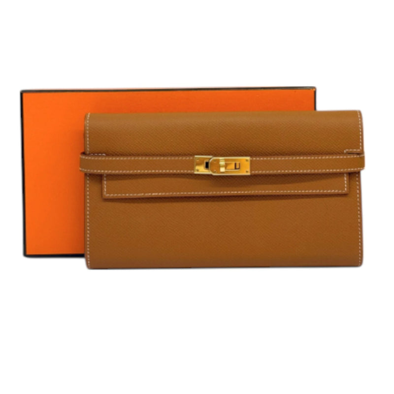 Kelly Long Wallet Epsom Gold GHW