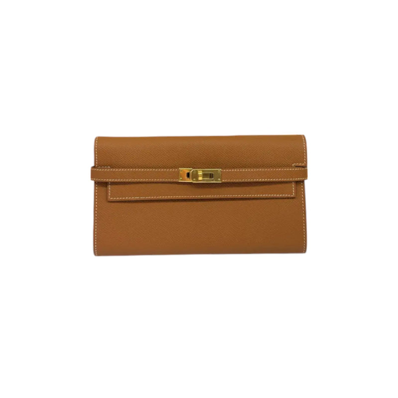 Kelly Long Wallet Epsom Gold GHW