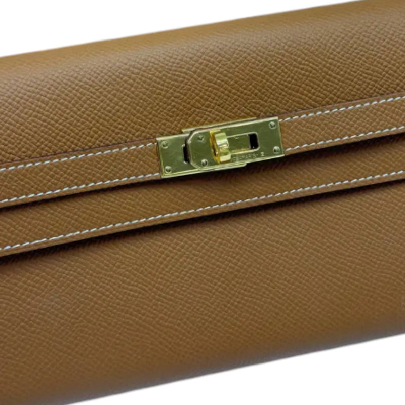 Kelly Long Wallet Epsom Gold GHW