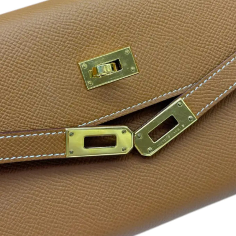 Kelly Long Wallet Epsom Gold GHW