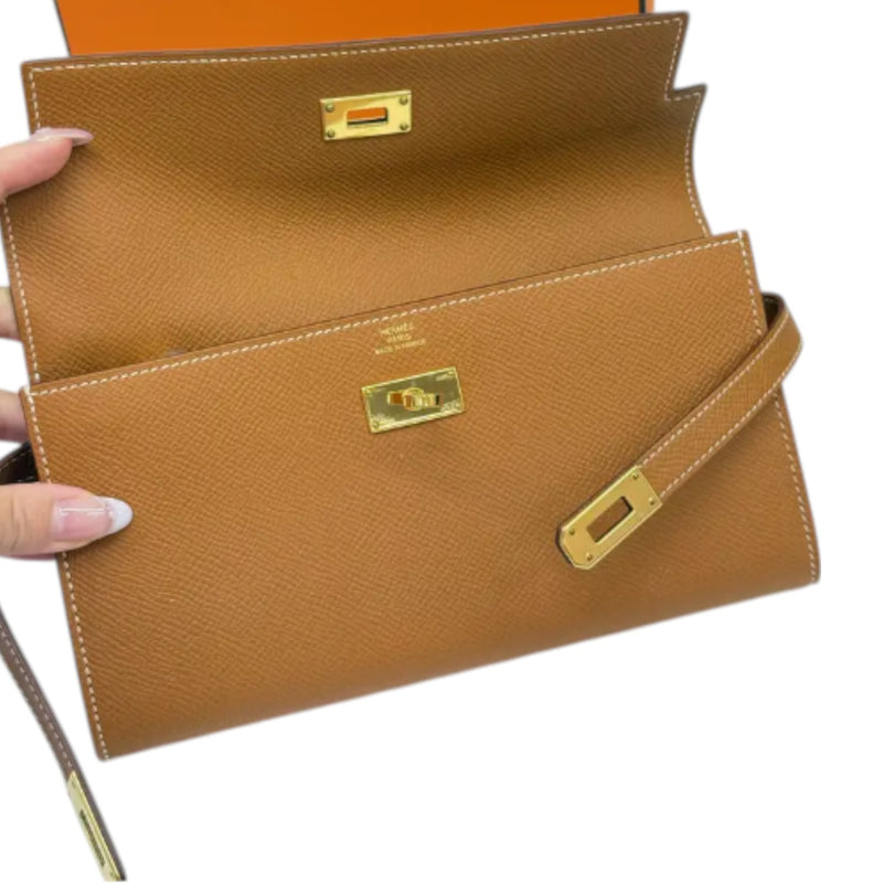 Kelly Long Wallet Epsom Gold GHW