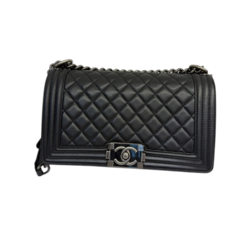 Boy Flap Medium Lambskin Quilted Black RHW