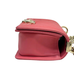 Boy Flap Small Calfskin Chevron Quilted Red GHW