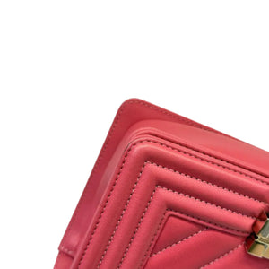 Boy Flap Small Calfskin Chevron Quilted Red GHW