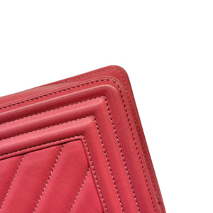 Boy Flap Small Calfskin Chevron Quilted Red GHW