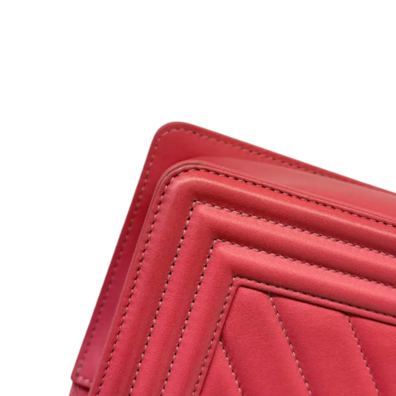 Boy Flap Small Calfskin Chevron Quilted Red GHW