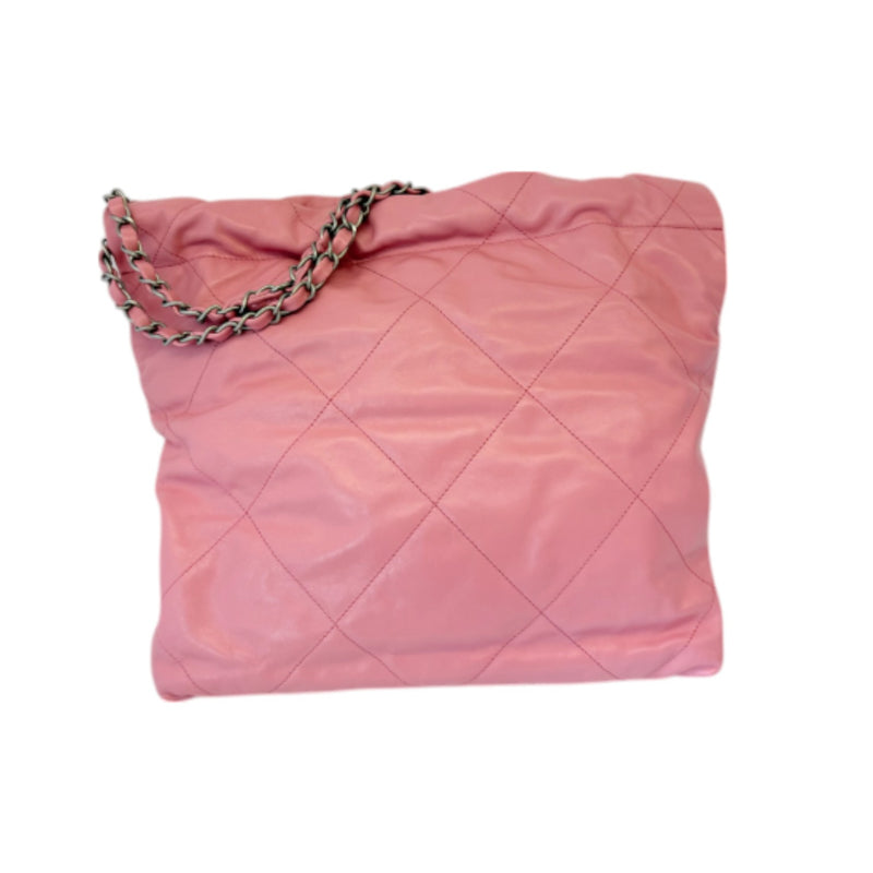 22 Small Shiny Calfskin Quilted Pink SHW
