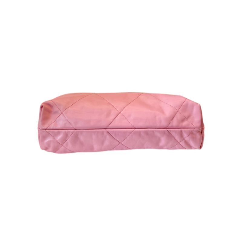 22 Small Shiny Calfskin Quilted Pink SHW