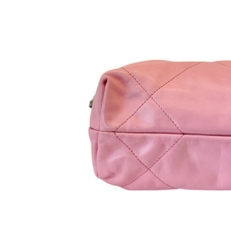 22 Small Shiny Calfskin Quilted Pink SHW