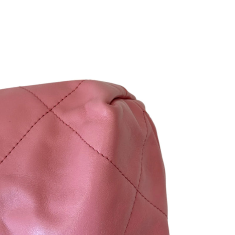 22 Small Shiny Calfskin Quilted Pink SHW