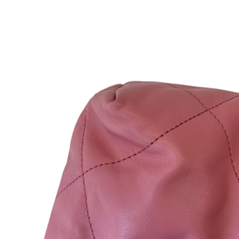 22 Small Shiny Calfskin Quilted Pink SHW