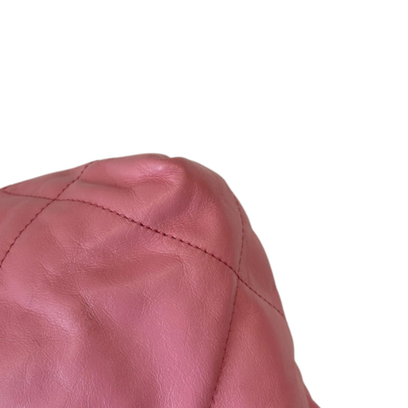 22 Small Shiny Calfskin Quilted Pink SHW