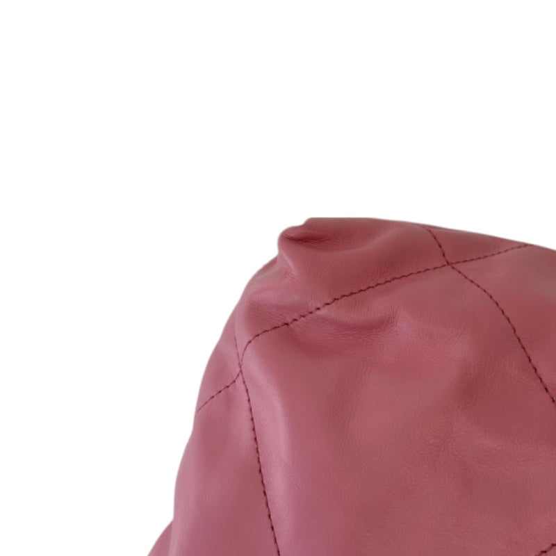 22 Small Shiny Calfskin Quilted Pink SHW