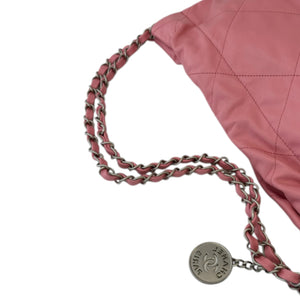 22 Small Shiny Calfskin Quilted Pink SHW