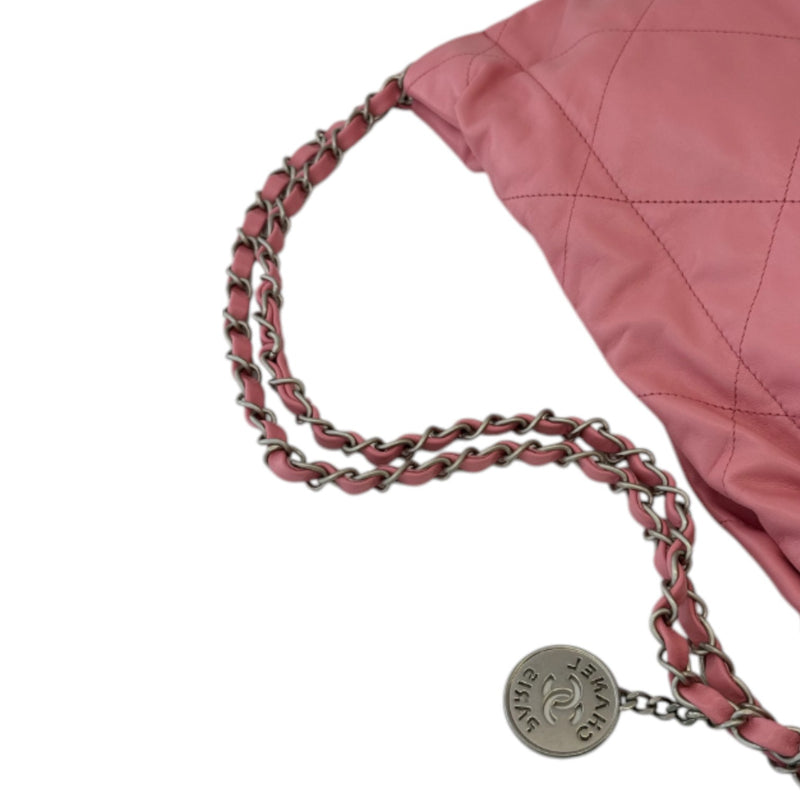 22 Small Shiny Calfskin Quilted Pink SHW