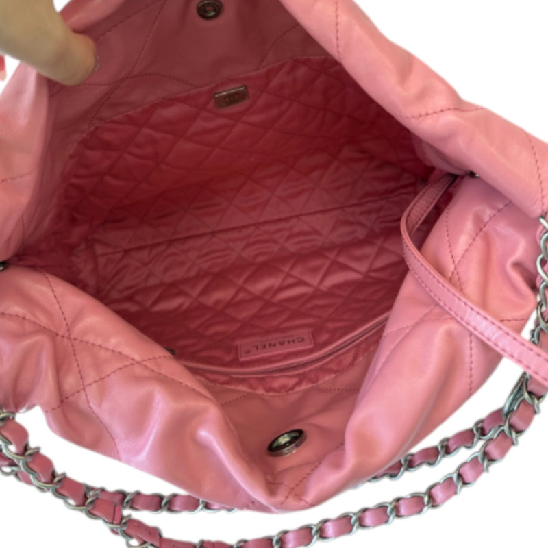 22 Small Shiny Calfskin Quilted Pink SHW