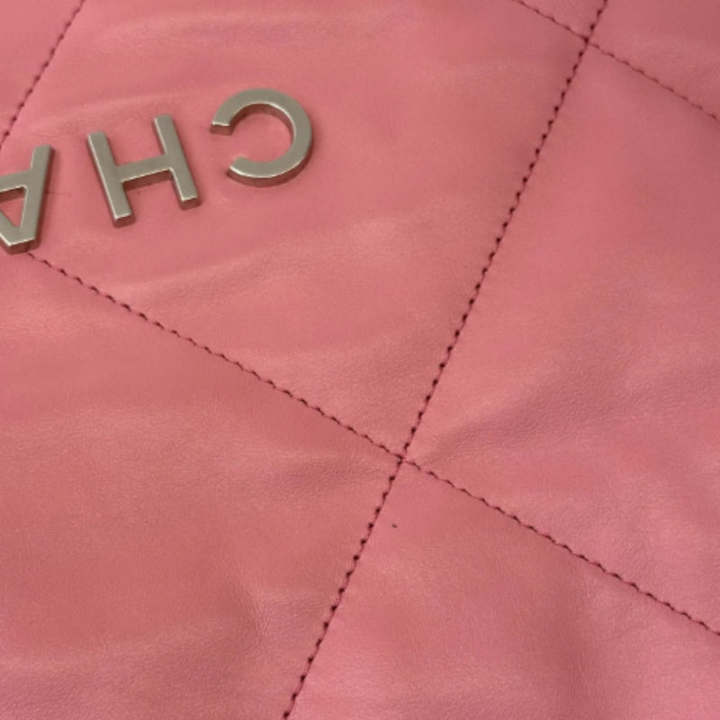 22 Small Shiny Calfskin Quilted Pink SHW
