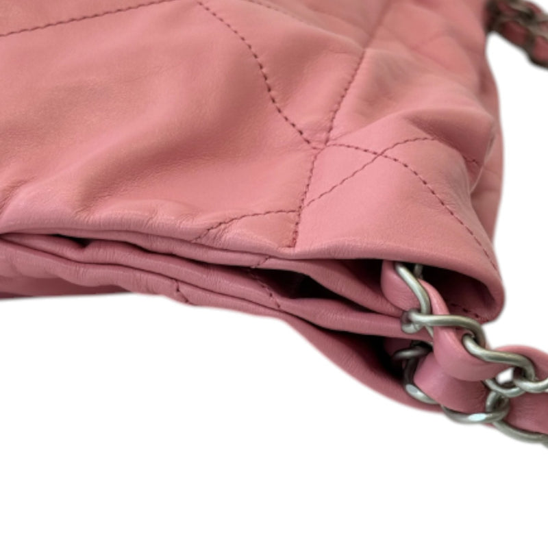 22 Small Shiny Calfskin Quilted Pink SHW