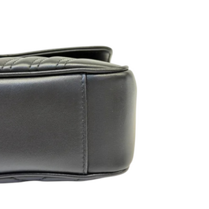 GG Marmont Small Shoulder Calfskin Matelasse Black GHW