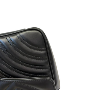 GG Marmont Small Shoulder Calfskin Matelasse Black GHW