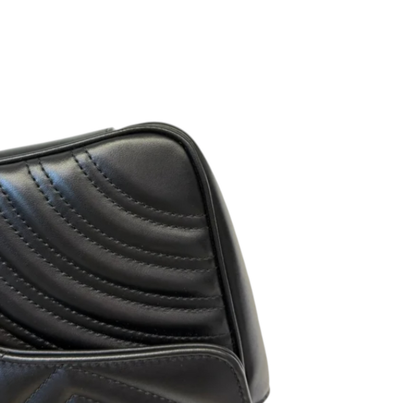 GG Marmont Small Shoulder Calfskin Matelasse Black GHW
