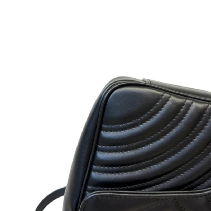 GG Marmont Small Shoulder Calfskin Matelasse Black GHW