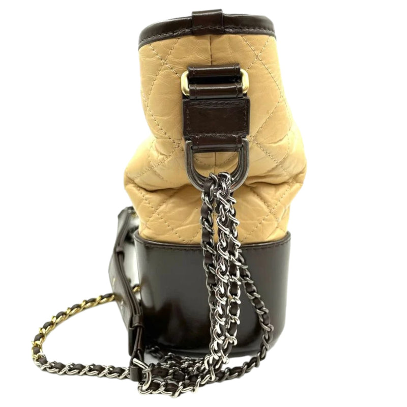 Gabrielle Hobo Medium Aged Calfskin Quilted Beige Black MHW