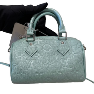 Nano Speedy Empreinte Monogram Turquoise Blue SHW