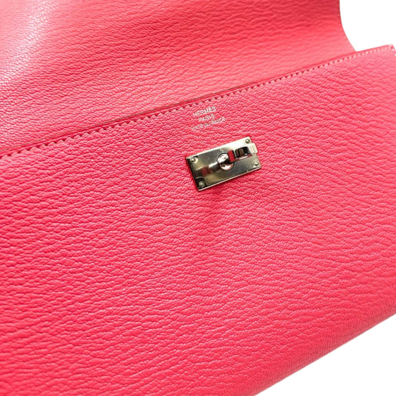 Kelly Long Wallet Chevre Mysore Goatskin Pink SHW