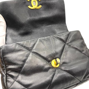 19 Flap Small Goatskin Quilted Black MHW