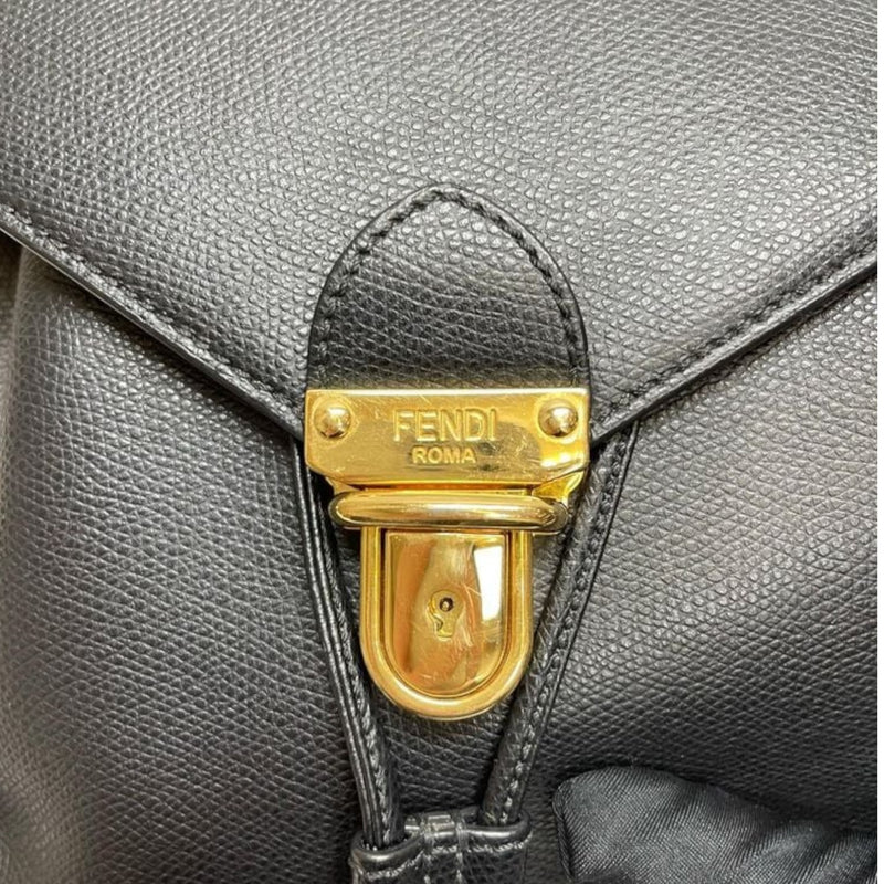 Fendi F is Fendi Drawstring Backpack Vitello Cruise Black GHW