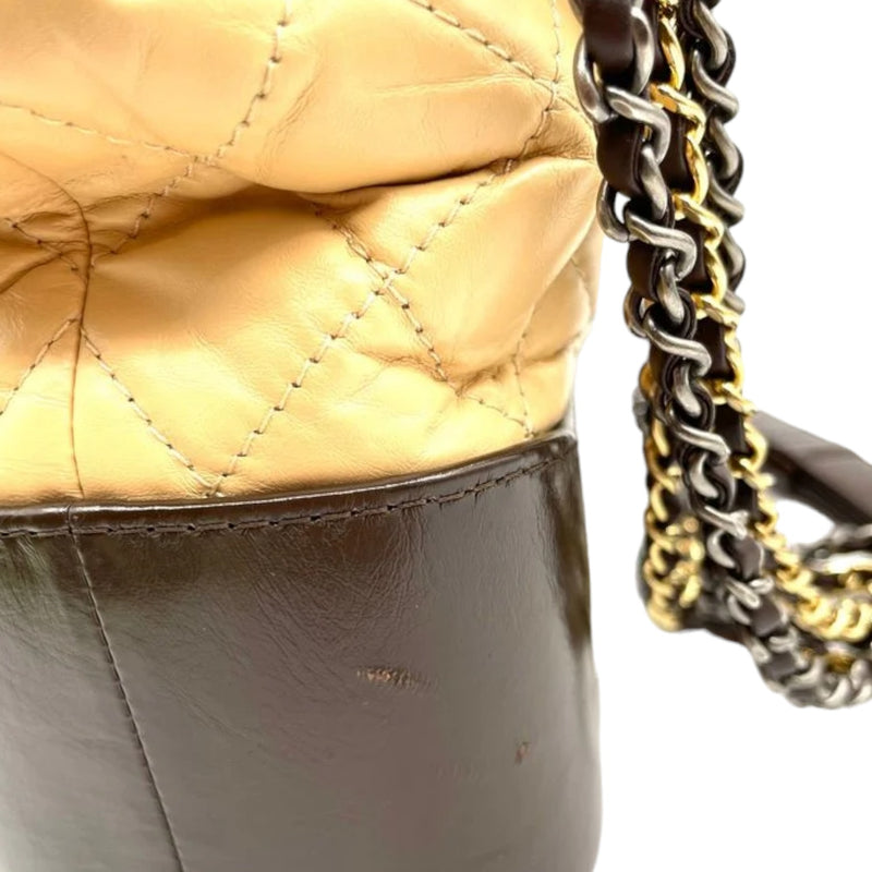 Gabrielle Hobo Medium Aged Calfskin Quilted Beige Black MHW