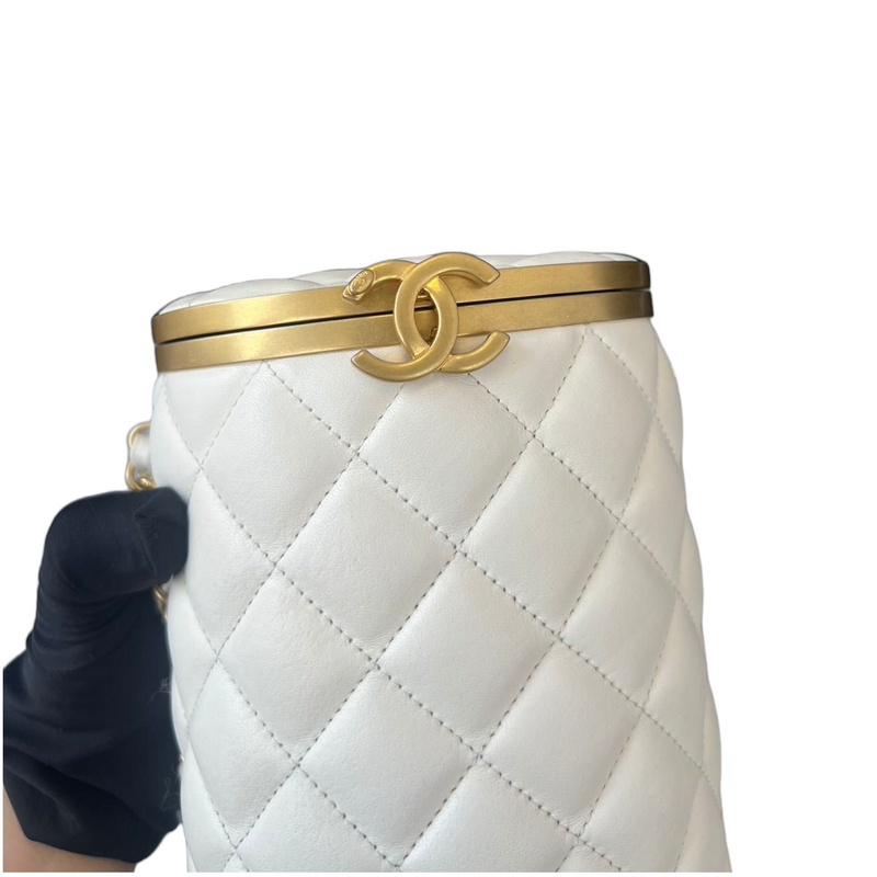 Crown Box Bag Lambskin White GHW