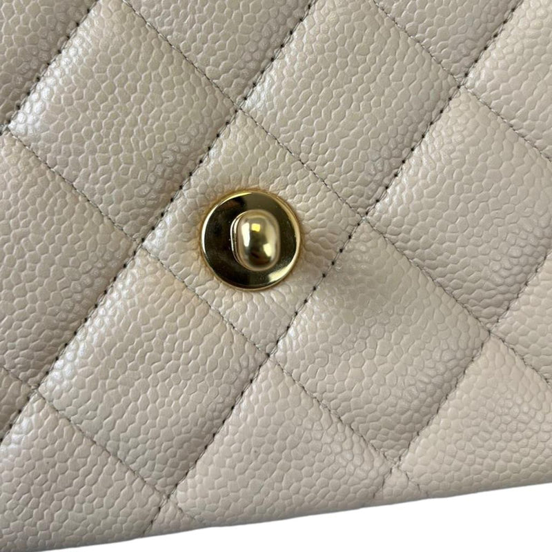 Jumbo Caviar Single Flap Beige GHW