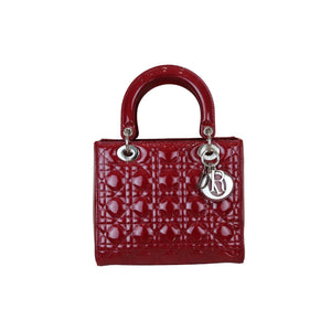 Medium Red Lady Dior Patent SHW