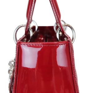 Medium Red Lady Dior Patent SHW