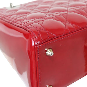 Medium Red Lady Dior Patent SHW