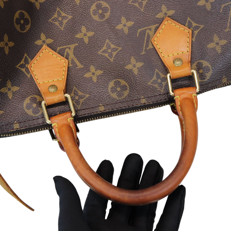 Louis+Vuitton+Speedy+Duffle+30+Black+Brown+Gold+Canvas+Leather+