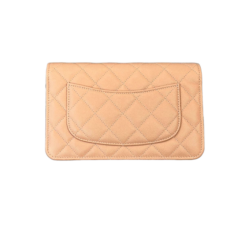 Chanel dark beige grained calfskin zippy wallet