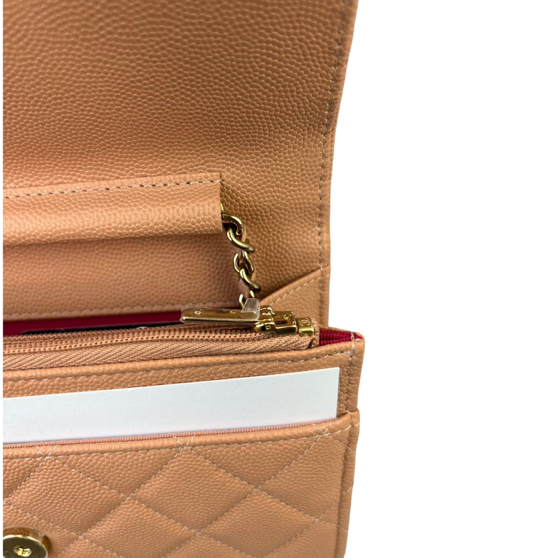 Chanel - Pink Chevron Caviar Envelope Wallet on Chain (WOC)