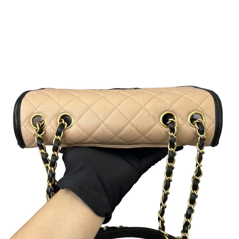 Chanel Filigree Flap Small, Beige and Black with Gold Hardware