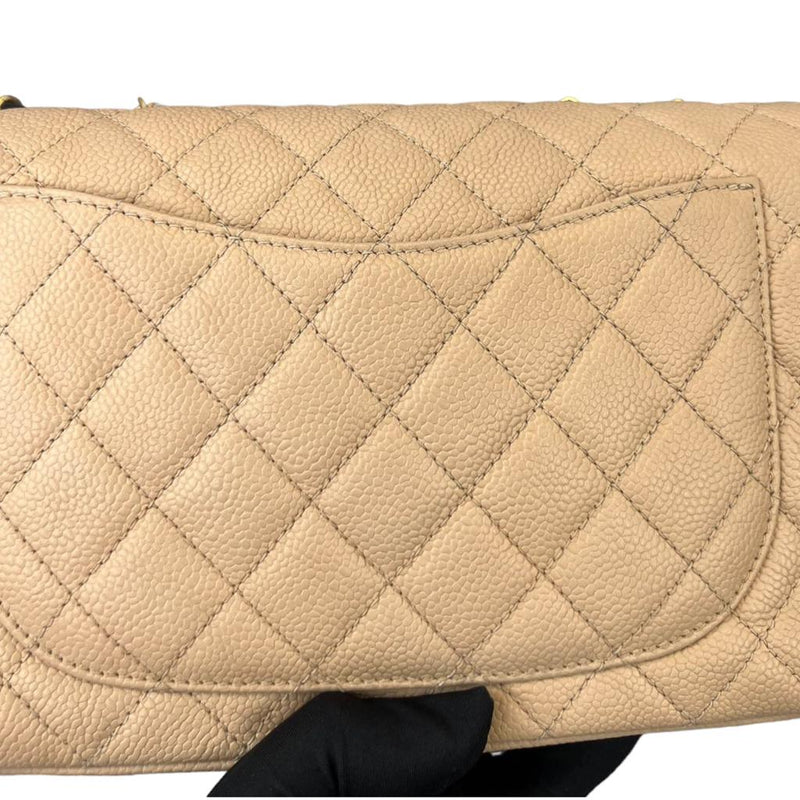 Caviar Quilted CC Filigree Flap in Beige and Black GHW