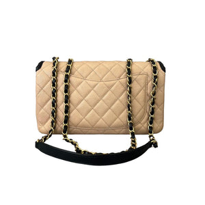 Caviar Quilted CC Filigree Flap in Beige and Black GHW