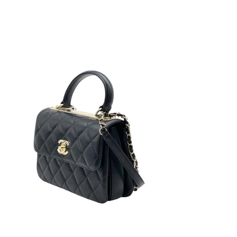 CHANEL Trendy CC Large Flap Bag Top Handle Navy Blue Quilted Lambskin –  Dandelion Antiques