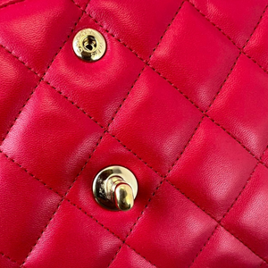 Jumbo Classic Flap Red Lambskin Quilted GHW