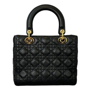 Medium Lady Dior Lambskin Cannage Black GHW