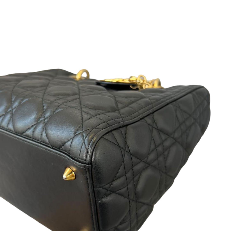 Medium Lady Dior Lambskin Cannage Black GHW