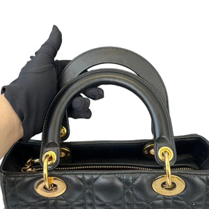 Medium Lady Dior Lambskin Cannage Black GHW