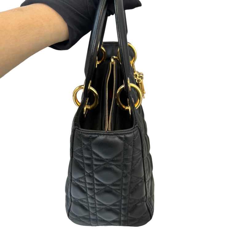 Medium Lady Dior Lambskin Cannage Black GHW