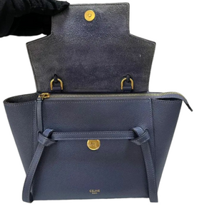 Nano Belt Bag Grained Leather Blue GHW